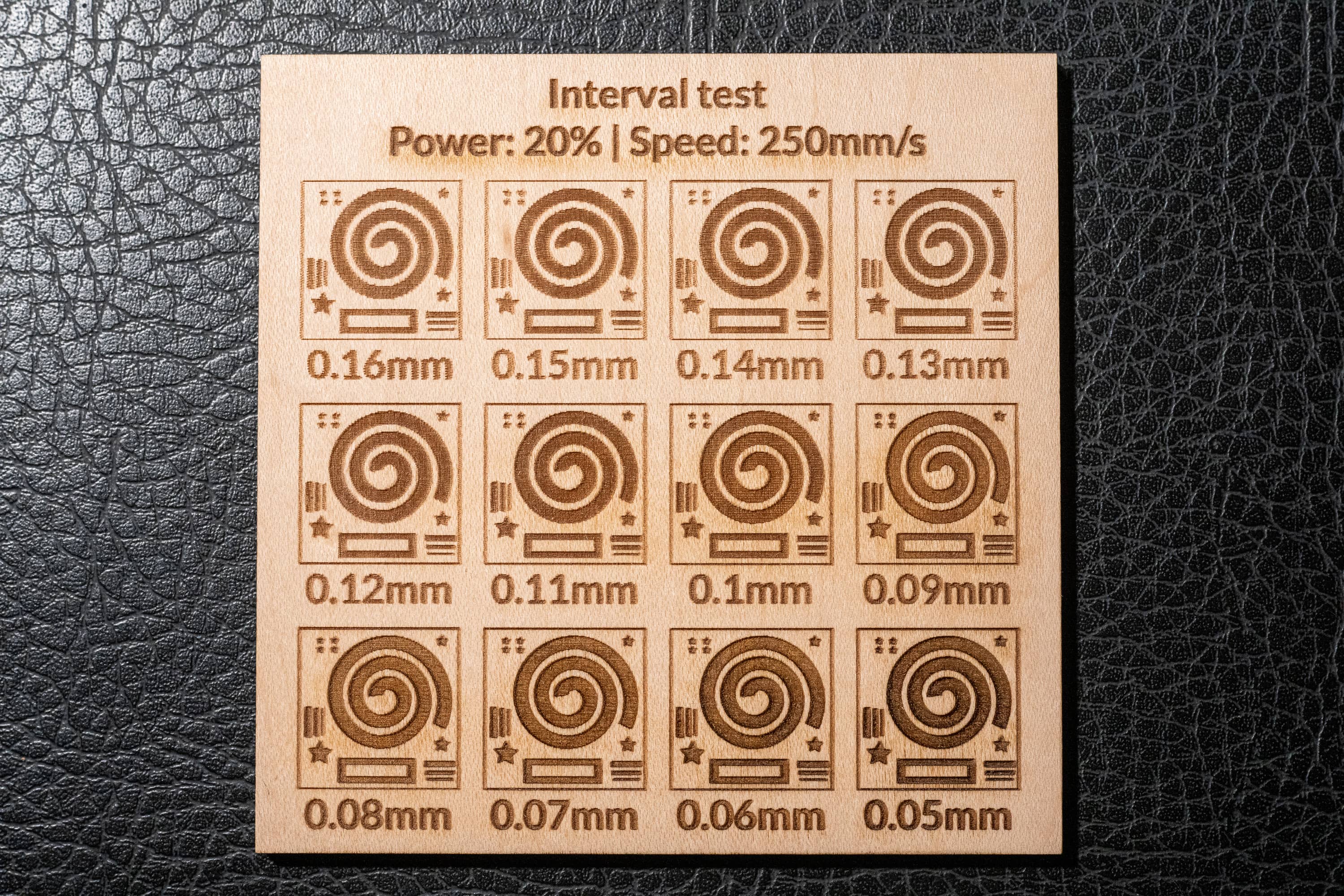 Photo of the line interval test on plywood