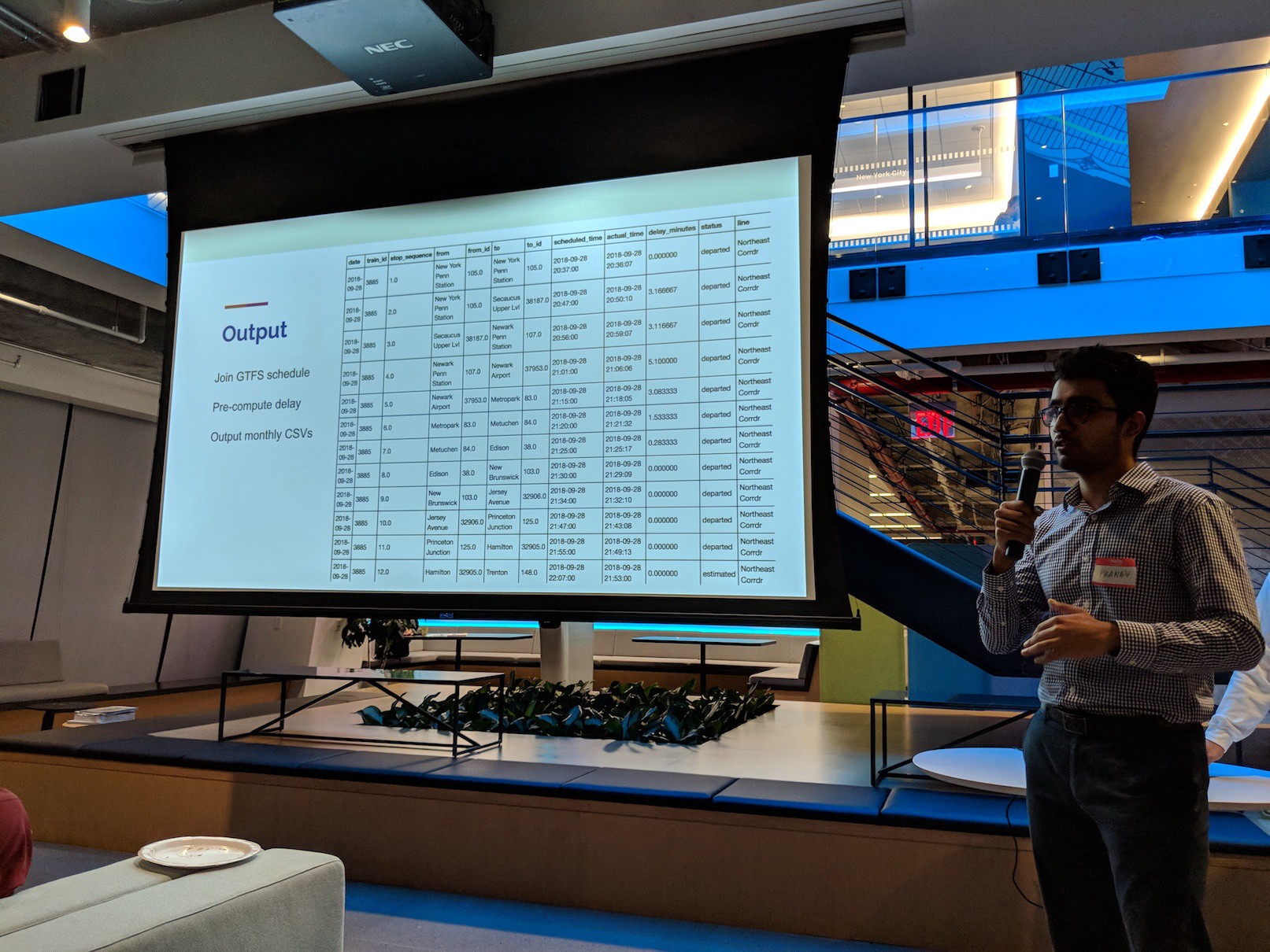 Pranav showing the cleaned-up raw in tabular format
