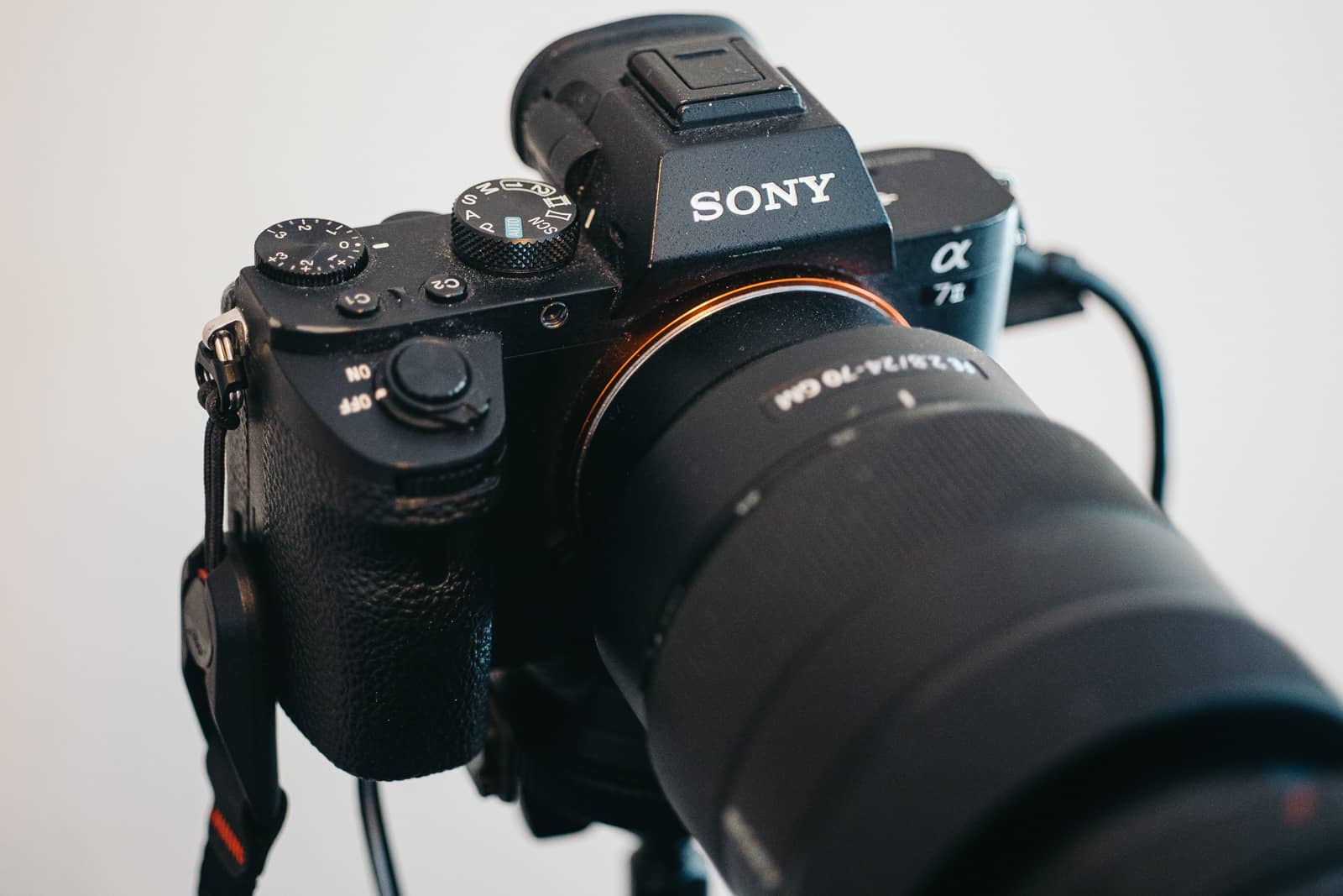 Cables plugged into the Sony Alpha A7II